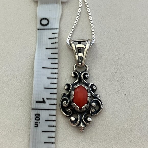Coral  925 Sterling Silver pendant & 925 Chain 20" - Picture 3 of 7